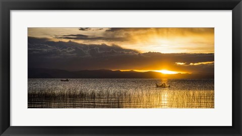 Framed Sunset over Copacabana, Lake Titicaca, Bolivia Print