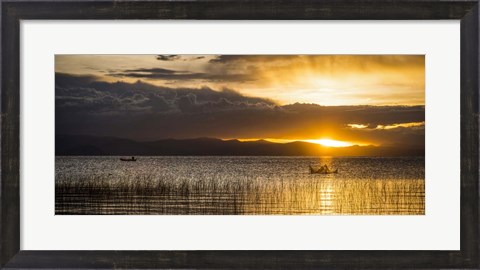 Framed Sunset over Copacabana, Lake Titicaca, Bolivia Print