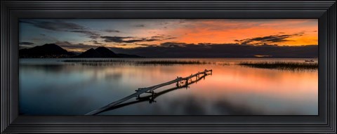 Framed Weathered Jetty at Sunset, Copacabana, Lake Titicaca, Bolivia Print