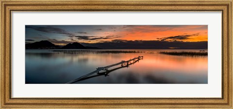 Framed Weathered Jetty at Sunset, Copacabana, Lake Titicaca, Bolivia Print
