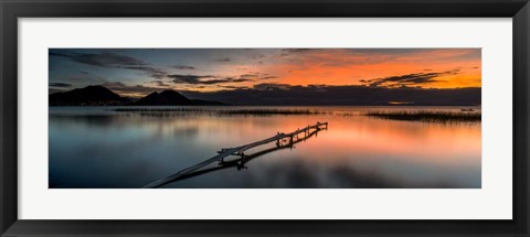 Framed Weathered Jetty at Sunset, Copacabana, Lake Titicaca, Bolivia Print