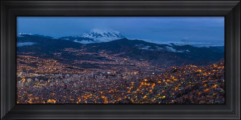 Framed Aerial view of El Alto at Night, La Paz, Bolivia Print