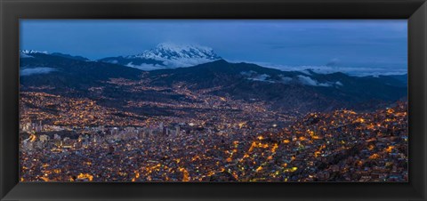 Framed Aerial view of El Alto at Night, La Paz, Bolivia Print