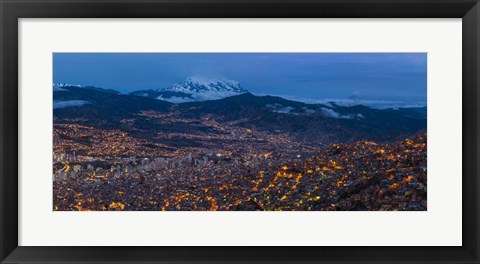 Framed Aerial view of El Alto at Night, La Paz, Bolivia Print