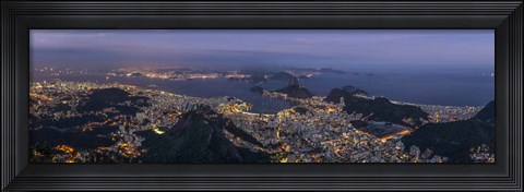 Framed Aerial view of city from Christ the Redeemer, Corcovado, Rio de Janeiro, Brazil Print