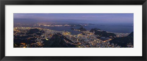 Framed Aerial view of city from Christ the Redeemer, Corcovado, Rio de Janeiro, Brazil Print