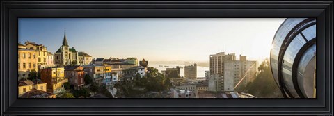 Framed Ascensor Reina Victoria at Dawn, Cerro Concepcion, Valparaiso, Chile Print
