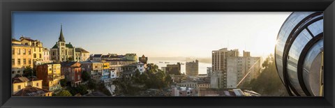 Framed Ascensor Reina Victoria at Dawn, Cerro Concepcion, Valparaiso, Chile Print