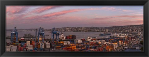 Framed Dawn at Paseo 21 de Mayo, Playa Ancha, ValparaA-so, Chile Print