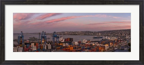 Framed Dawn at Paseo 21 de Mayo, Playa Ancha, ValparaA-so, Chile Print