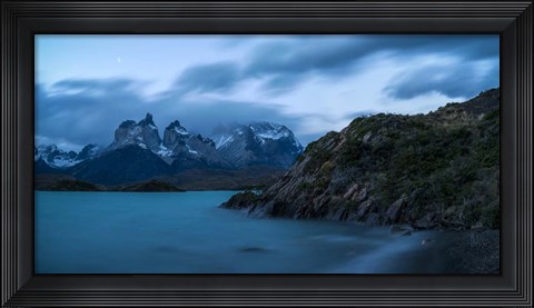 Framed Lake with Mountain, Lake Pehoe, Torres de Paine National Park, Patagonia, Chile Print
