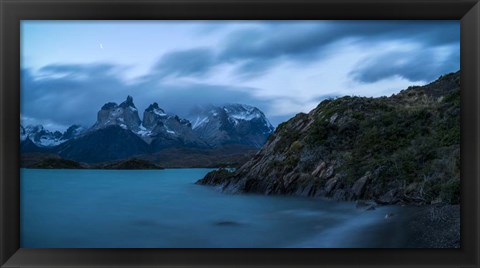 Framed Lake with Mountain, Lake Pehoe, Torres de Paine National Park, Patagonia, Chile Print