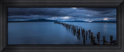 Framed Snowcapped Mountain and Lake at Dusk, Patagonia, Chile Print