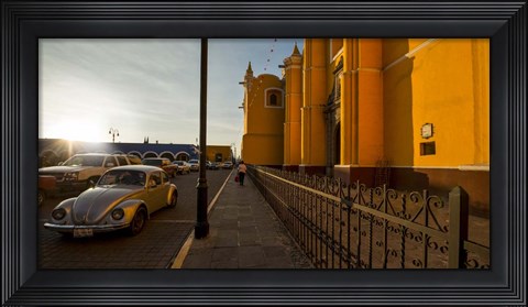 Framed Volkswagen Beetle, Parroquia De San Pedro, Cholula, Mexico Print