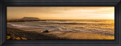 Framed Surf on beach at dusk, Playa Waikiki, Miraflores District, Lima, Peru Print