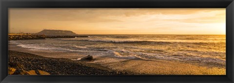 Framed Surf on beach at dusk, Playa Waikiki, Miraflores District, Lima, Peru Print