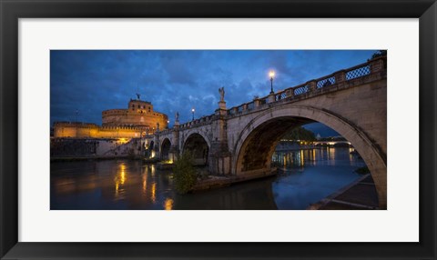 Framed Ponte Sant&#39;Angelo over river with Hadrian&#39;s Tomb in the background, Rome, Lazio, Italy Print