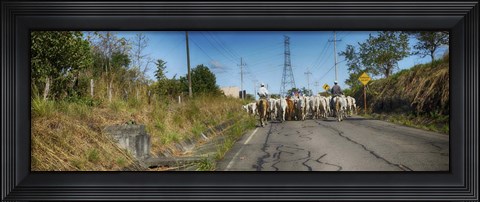 Framed Men with Horses on Road, Costa Rica Print