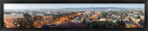 Framed City at Dusk, Sibiu, Transylvania, Romania Print