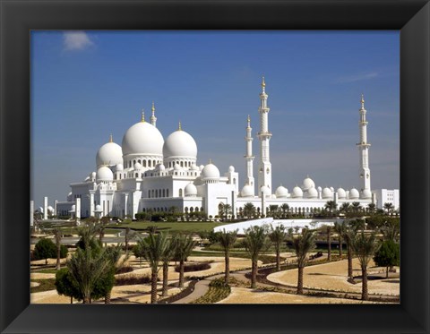 Framed Sheikh Zayed Bin Sultan Al Nahyan Grand Mosque, Abu Dhabi, United Arab Emirates Print