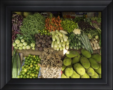 Framed Vegetables for Sale on Main Street Market, Galle, Southern Province, Sri Lanka Print