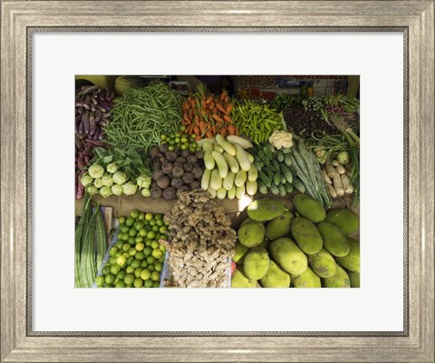 Framed Vegetables for Sale on Main Street Market, Galle, Southern Province, Sri Lanka Print