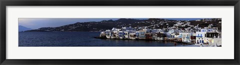 Framed Greek Island of Mykonos at Dusk, Greece Print