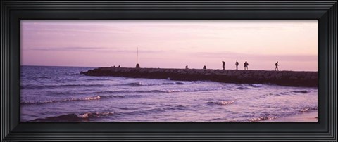 Framed Jetty in the Sea, Barcelona, Spain Print