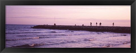 Framed Jetty in the Sea, Barcelona, Spain Print