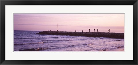 Framed Jetty in the Sea, Barcelona, Spain Print