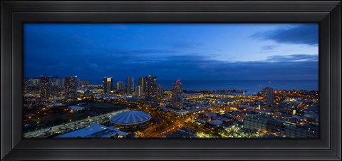 Framed Downtown Honolulu at Night, Oahu, Hawaii Print