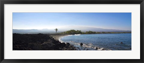 Framed Keawaiki Bay, Black Sand Beach, Big Island, Hawaii Print