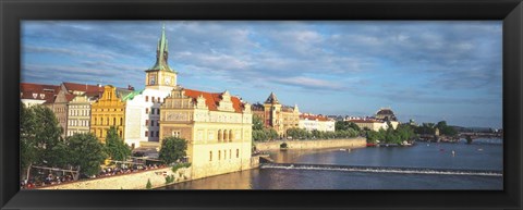 Framed Waterfront, Prague, Czech Republic Print