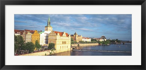 Framed Waterfront, Prague, Czech Republic Print