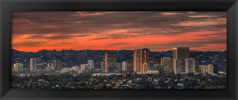 Framed Century City, Hollywood Hills, Los Angeles, California Print