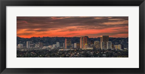 Framed Century City, Hollywood Hills, Los Angeles, California Print