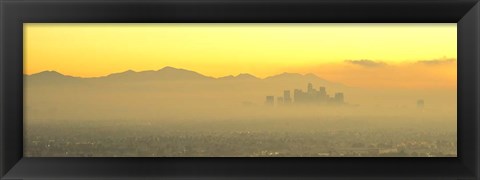Framed Los Angeles with Yellow Sky, California Print