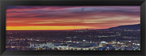 Framed Los Angeles at Night, California Print