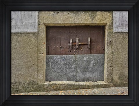 Framed Wooden Door, San Martin de Trevejo, Spain Print