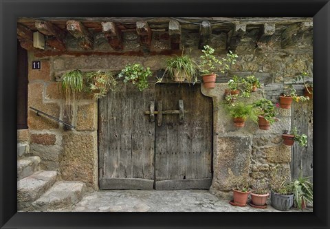 Framed Wooden Door II, San Martin de Trevejo, Spain Print