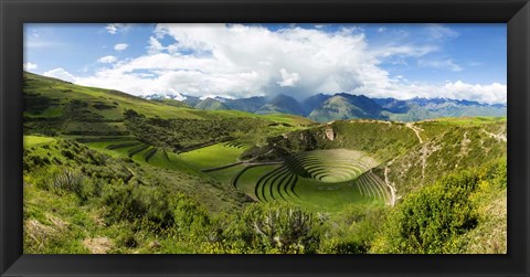 Framed Circular Inca Terraces of Moray, Machupicchu, Peru Print