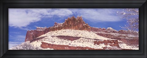 Framed Snow Covered Cliff in Capitol Reef National Park, Utah Print