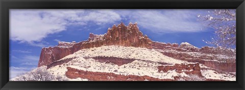 Framed Snow Covered Cliff in Capitol Reef National Park, Utah Print