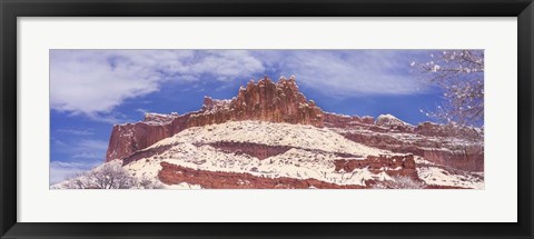 Framed Snow Covered Cliff in Capitol Reef National Park, Utah Print