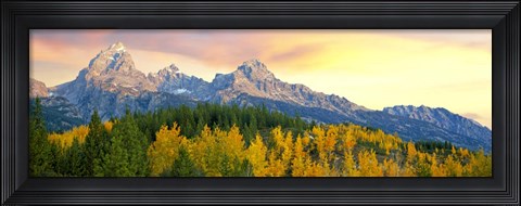 Framed Sunrise Over Mountain Range, Grand Teton National Park, Wyoming Print