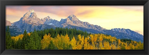 Framed Sunrise Over Mountain Range, Grand Teton National Park, Wyoming Print