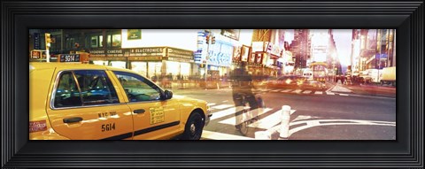 Framed Blurred Traffic in Times Square, New York City Print
