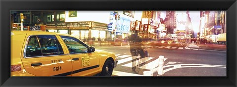 Framed Blurred Traffic in Times Square, New York City Print