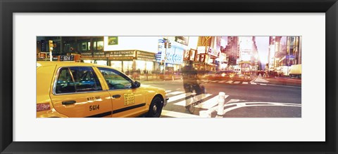 Framed Blurred Traffic in Times Square, New York City Print