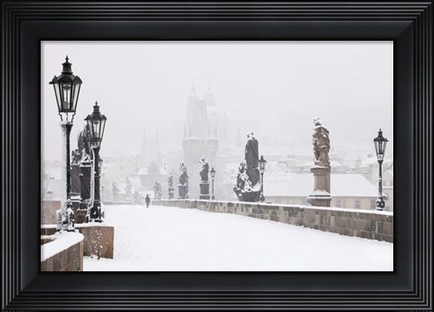 Framed Charles Bridge in Winter, Prague Print